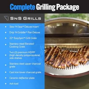 SnS Grills Slow ‘N Sear Deluxe Kamado Grill - Two-Zone Cooking Experience