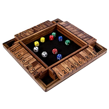 Wooden Shut The Box Game for All Ages - 2 to 4 Players