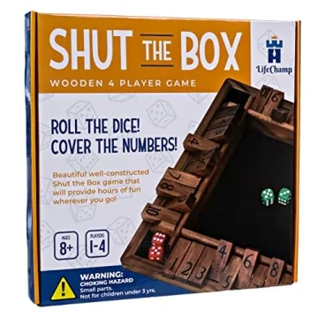 Wooden Shut The Box Game for All Ages - 2 to 4 Players