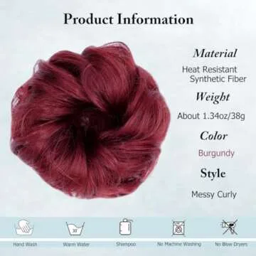QTHQTFL Burgundy Messy Bun Hair Piece for Women