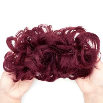 QTHQTFL Burgundy Messy Bun Hair Piece for Women