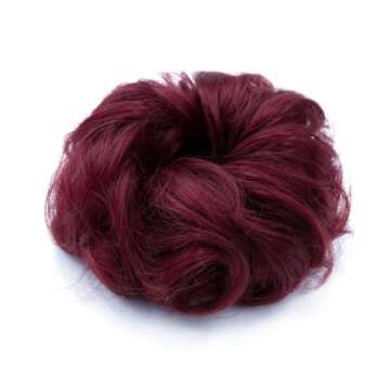 QTHQTFL Burgundy Messy Bun Hair Piece for Women