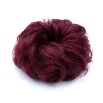 QTHQTFL Burgundy Messy Bun Hair Piece for Women