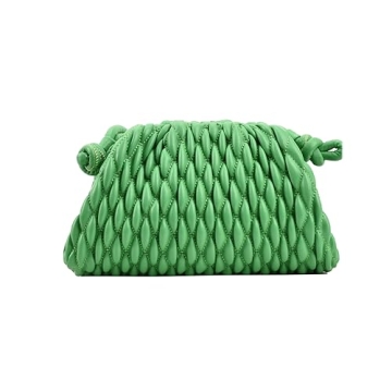 ELDA Dumpling Bag for Women Quilted Clutch Handbag Cloud Purse Fashion Ruched Bag Handmade Leather Hobo Bag