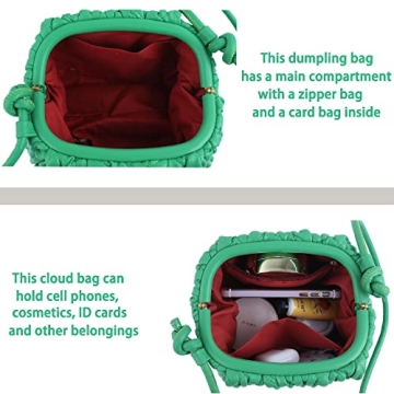 ELDA Dumpling Bag for Women Quilted Clutch Handbag Cloud Purse Fashion Ruched Bag Handmade Leather Hobo Bag