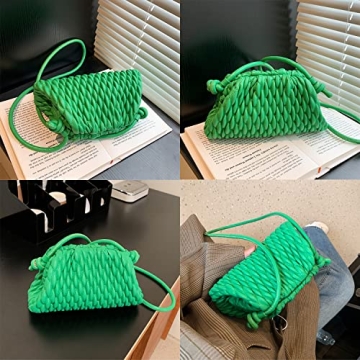 ELDA Dumpling Bag for Women Quilted Clutch Handbag Cloud Purse Fashion Ruched Bag Handmade Leather Hobo Bag