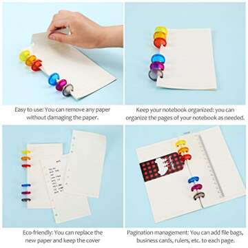 88 Pieces Plastic Mini Discs Multicolor Binding Ring Discs Expansion Discs for Add Extra Pages, Notes or Artwork