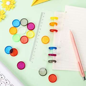 88 Pieces Plastic Mini Discs Multicolor Binding Ring Discs Expansion Discs for Add Extra Pages, Notes or Artwork