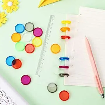 88 Pieces Plastic Mini Discs Multicolor Binding Ring Discs Expansion Discs for Add Extra Pages, Notes or Artwork