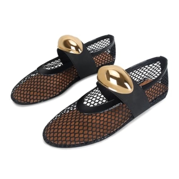 DOEYG Black Mesh Ballet Flats for Women – Chic & Comfy Everyday Wear