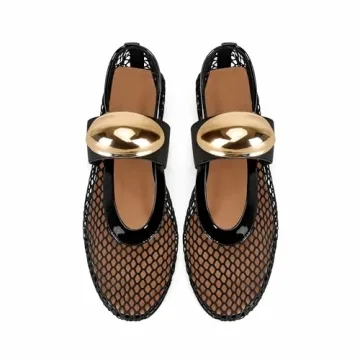 Stylish DOEYG Black Mesh Ballet Flats for Everyday Wear