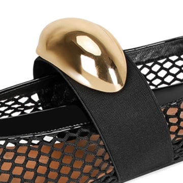 Stylish DOEYG Black Mesh Ballet Flats for Everyday Wear