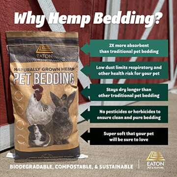 Eaton Pet and Pasture, Naturally Grown Hemp Pet Bedding for Chickens, Nesting Boxes, Rabbits, Hamste...