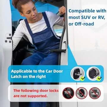 Car Door Step, Universal Fit Car Roof Access, Folding Aluminum Alloy Car Step, 400lbs Load Capacity, fits Most Cars, SUVs and Trucks (Black)