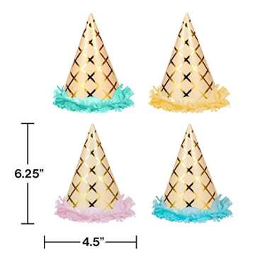 Ice Cream Party Hats for Fun Celebrations - 8 Count