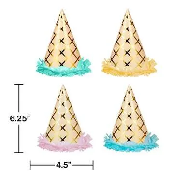 Ice Cream Party Hats for Fun Celebrations - 8 Count