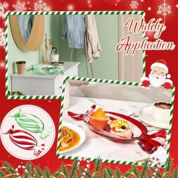 Maxcheck 2 Pcs Holiday Candy Dish Peppermint Candy Tray Green and Red Glass Platter Candy Bowls Crystal Glass Fruit Plates for Serving Party Cookie Snack Storage
