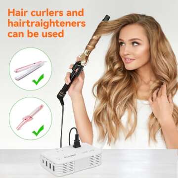 ALLWEI International Travel Adapter 220V to 110V Power Voltage Converter for Hair Straightener/Curli...