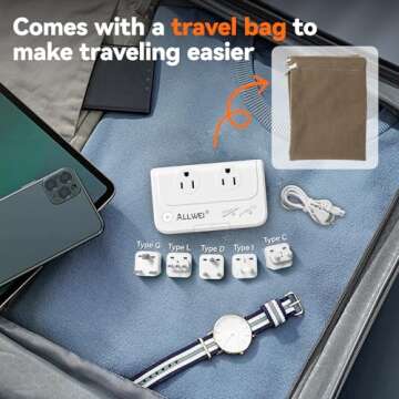 ALLWEI International Travel Adapter 220V to 110V Power Voltage Converter for Hair Straightener/Curling Iron, Universal Power Plug Adapter UK, US, AU, EU, IT, India (White)