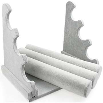 Wudygirl Triple Bracelet Holder Velvet Jewelry Display Stand Watch Bangle Bar Necklace Storage Organizer Gray (Ice Velvet 3 Tier)