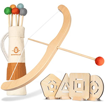 BOWRILLA® Kids Bow and Arrow Set | Wooden Archery Toy for Boys & Girls Aged 3-7, Bow and Arrow for ...