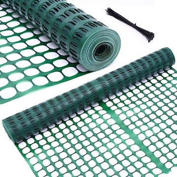 Ohuhu Garden Fence Animal Barrier: 4x50 FT Reusable Netting Plastic Safety Fence Roll with Zip Ties,...