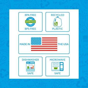 Re-Play 10 Oz. Made In USA Straw Cups with Reversible Bendy Straw - Made from Heavyweight Recycled Milk Jugs- BPA Free- Dishwasher & Microwave Safe - Mermaid - Pack of 4