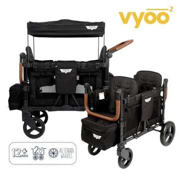 Keenz VYOO Stroller Wagon with Canopy - Foldable Design for Easy Storage, 5 Seating Positions for Ki...