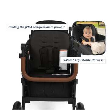 Keenz VYOO Stroller Wagon with Canopy - Foldable Design for Easy Storage, 5 Seating Positions for Kids, Enhanced Child Safety, All-Terrain Mobility, 2-Passengers, Black