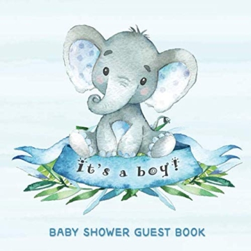 Baby Shower Guest Book: It's a Boy: Baby Elephant Guestbook + BONUS Gift Tracker Log and Keepsake Pa...