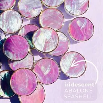 Grips by CRYSTALFY Violet Coral Authentic Natural Abalone Seashell Crystal Phone Grip Holder, Expanding Kickstand, Natural Gemstone Swappable Top Accessory for iPhone, iPad, Kindle, Mobile Devices