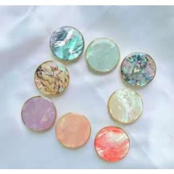 Grips by CRYSTALFY Violet Coral Authentic Natural Abalone Seashell Crystal Phone Grip Holder, Expanding Kickstand, Natural Gemstone Swappable Top Accessory for iPhone, iPad, Kindle, Mobile Devices