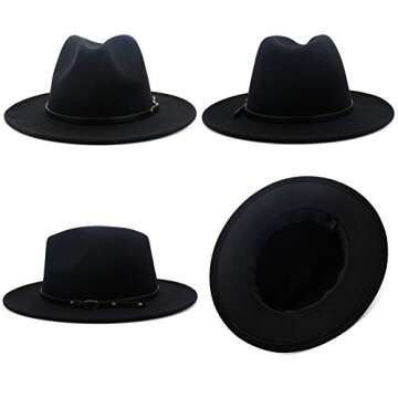 Lisianthus Women Fedora Hat with Belt Buckle in Black