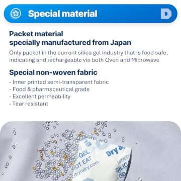 Dry & Dry 20 Gram [5 Packs] Orange Indicating(Orange to Dark Green) Mixed Silica Gel Packets - Food ...