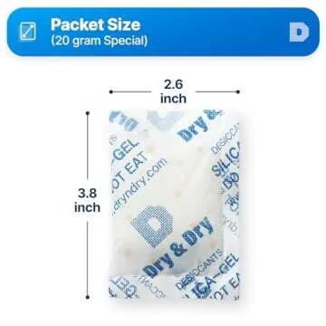 Dry & Dry 20 Gram [5 Packs] Orange Indicating(Orange to Dark Green) Mixed Silica Gel Packets - Food Safe Rechargeable Silica Packets Desiccants Silica Gel Packs Silica Gel Packets