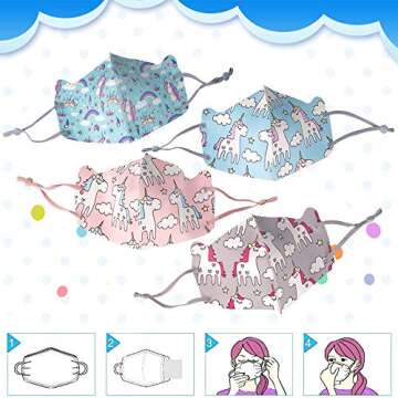 Kids Cloth Face Covering,Washable, Reusable, Multipack,Dust & UV Sun-Protection for Festivals and Outdoors