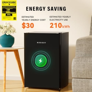 Nooody Mini Fridge 2.6 Cu.Ft with Freezer & Reversible Door
