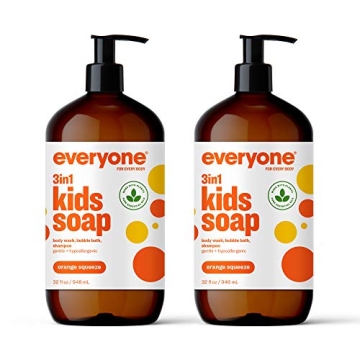 Everyone 3-in-1 Kids Soap: Gentle Body Wash, Shampoo & Bubble Bath for Kids in Orange Squeeze, Pack ...