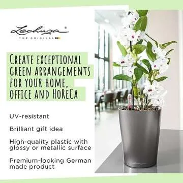 Lechuza 14900 Deltini Self-Watering Planter for Indoor and Outdoor Use, 6" x 6" x 7", White