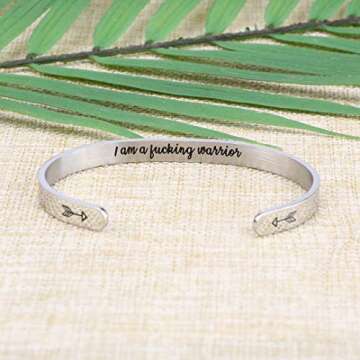 JoycuFF Bangle Bracelets for Women Birthday Gifts for Her Silver Cuff Bangle Personalized Mantra Inspirational Daily Reminder