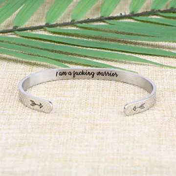 JoycuFF Bangle Bracelets for Women Birthday Gifts for Her Silver Cuff Bangle Personalized Mantra Inspirational Daily Reminder