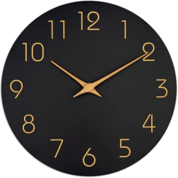 Mosewa Silent Wall Clock - 10" Stylish Minimalist Design with Rose Gold Numbers