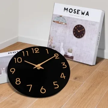 Stylish Silent Wall Clock with Rose Gold Numbers - Mosewa