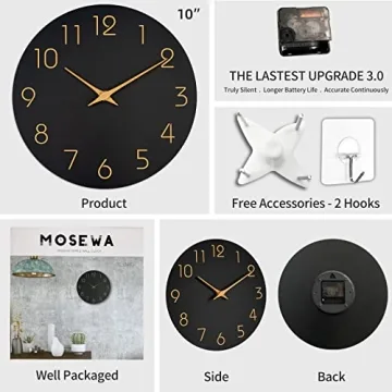 Stylish Silent Wall Clock with Rose Gold Numbers - Mosewa
