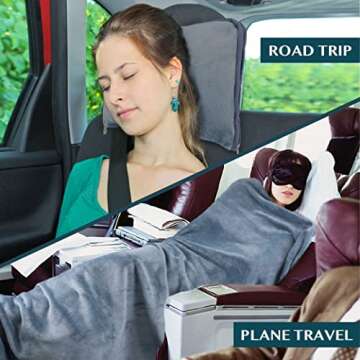 PAVILIA Travel Blanket 2-in-1 Pillow for Easy Travel Comfort