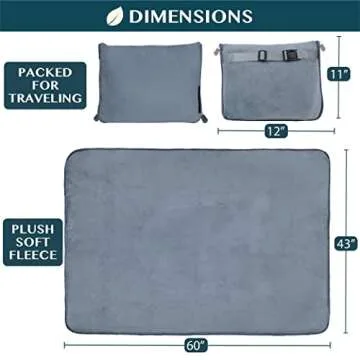 PAVILIA Travel Blanket 2-in-1 Pillow for Easy Travel Comfort