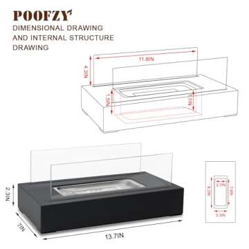 Poofzy Tabletop Fire Pit, Table Top Firepit Outdoor, Indoor Fire Pit Tabletop, Mini Fire Pit for Home Patio Decor