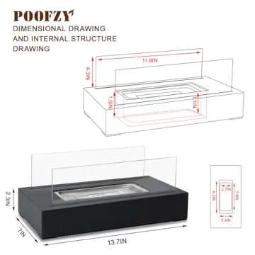 Poofzy Tabletop Fire Pit, Table Top Firepit Outdoor, Indoor Fire Pit Tabletop, Mini Fire Pit for Home Patio Decor