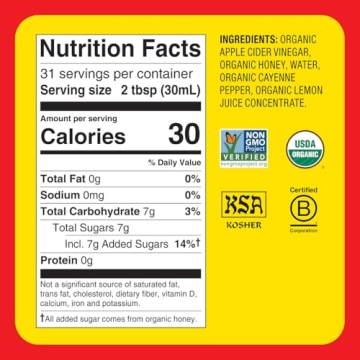 Bragg Organic Apple Cider Vinegar Honey Cayenne - Wellness Blend