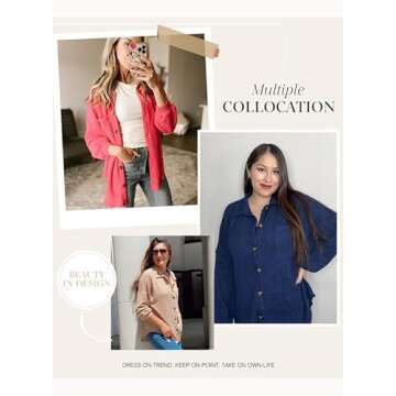 Dokotoo Women's Waffle Knit Button Down Shacket 2024